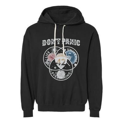 Venn Diagram DonT Panic Life The Universe And Everything 42 Garment-Dyed Fleece Hoodie