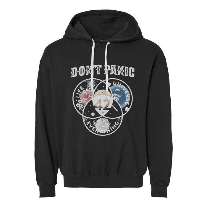 Venn Diagram DonT Panic Life The Universe And Everything 42 Garment-Dyed Fleece Hoodie