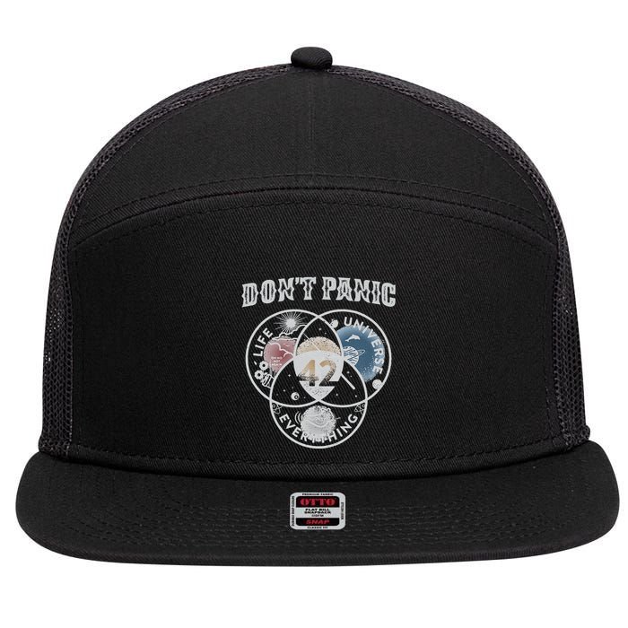 Venn Diagram DonT Panic Life The Universe And Everything 42 7 Panel Mesh Trucker Snapback Hat