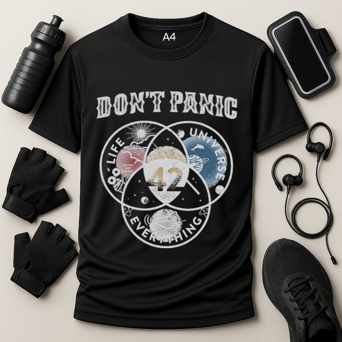 Venn Diagram DonT Panic Life The Universe And Everything 42 Performance Shirt