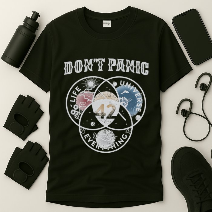 Venn Diagram DonT Panic Life The Universe And Everything 42 T-Shirt