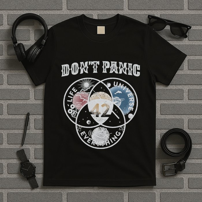 Venn Diagram DonT Panic Life The Universe And Everything 42 T-Shirt