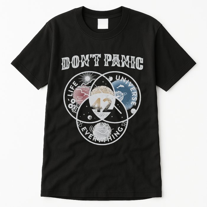 Venn Diagram DonT Panic Life The Universe And Everything 42 Tall T-Shirt