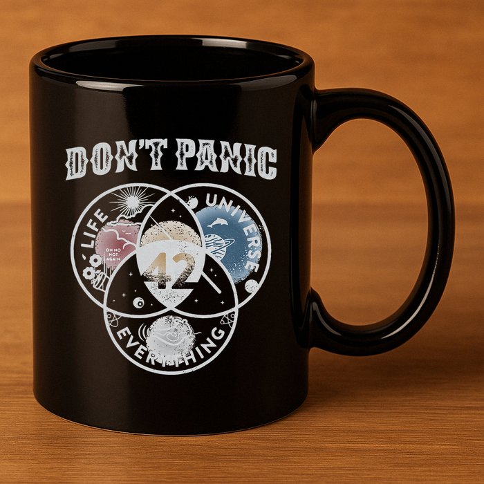 Venn Diagram DonT Panic Life The Universe And Everything 42 11oz C Handle Ceramic Mug