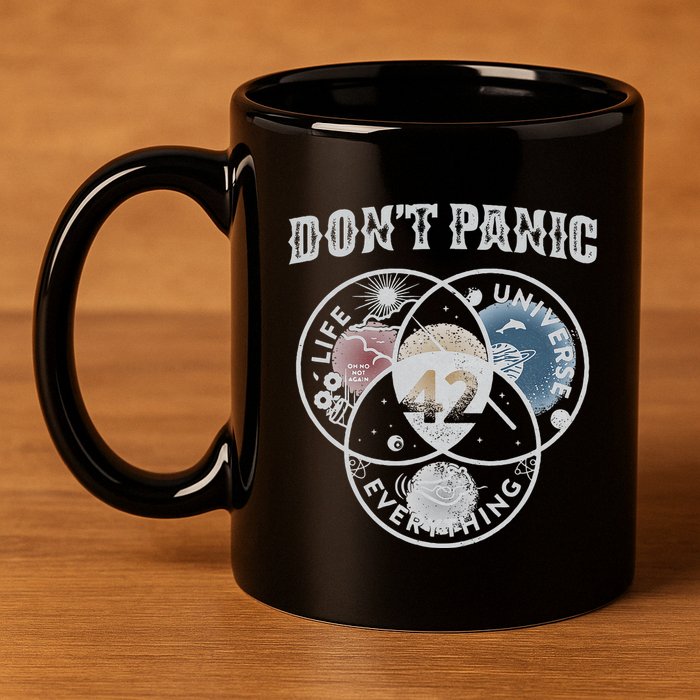 Venn Diagram DonT Panic Life The Universe And Everything 42 11oz C Handle Ceramic Mug