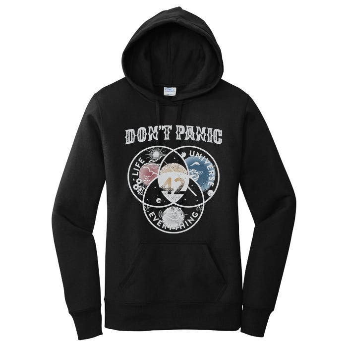 Venn Diagram DonT Panic Life The Universe And Everything 42 Women's Pullover Hoodie