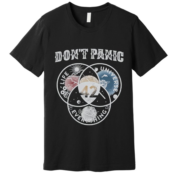 Venn Diagram DonT Panic Life The Universe And Everything 42 Premium T-Shirt