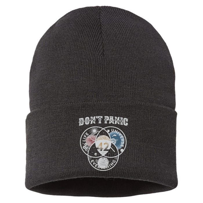 Venn Diagram DonT Panic Life The Universe And Everything 42 Sustainable Knit Beanie