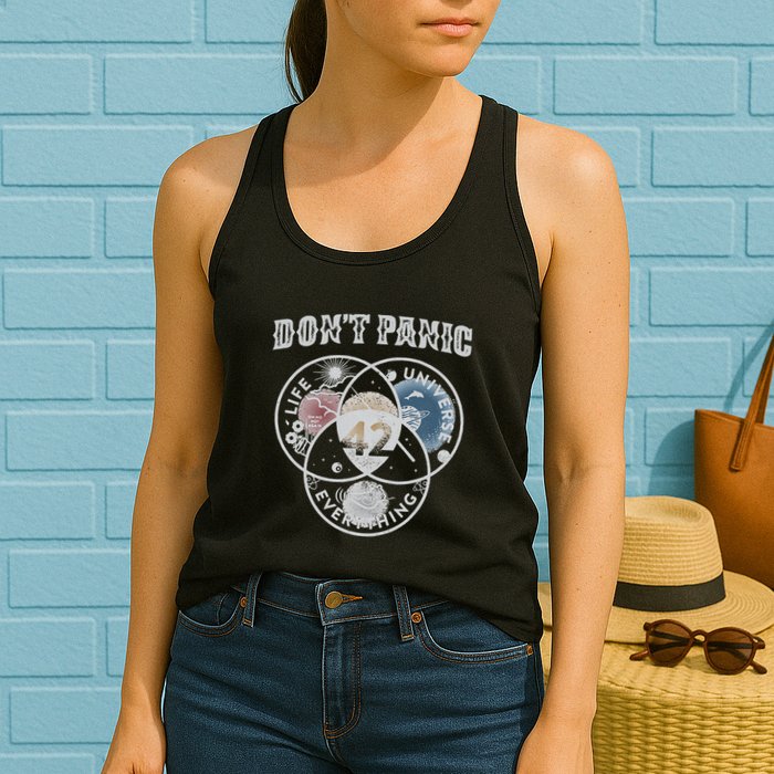 Venn Diagram DonT Panic Life The Universe And Everything 42 Womens Tank Top