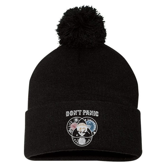 Venn Diagram DonT Panic Life The Universe And Everything 42 Pom Pom 12in Knit Beanie