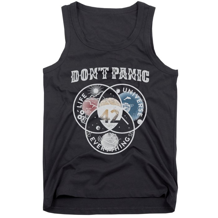Venn Diagram DonT Panic Life The Universe And Everything 42 Tank Top