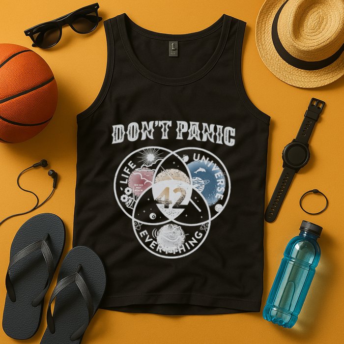 Venn Diagram DonT Panic Life The Universe And Everything 42 Tank Top