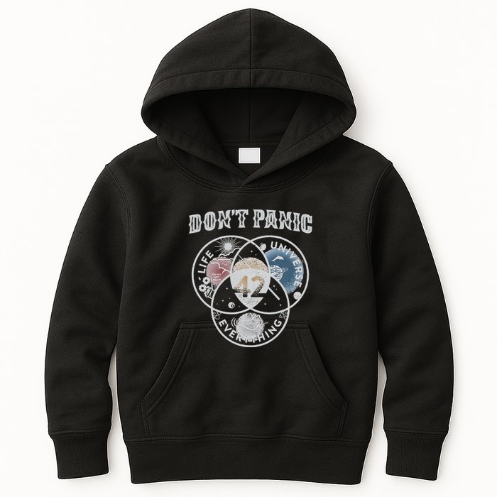 Venn Diagram DonT Panic Life The Universe And Everything 42 Kids Hoodie