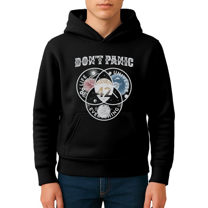 Venn Diagram DonT Panic Life The Universe And Everything 42 Kids Hoodie
