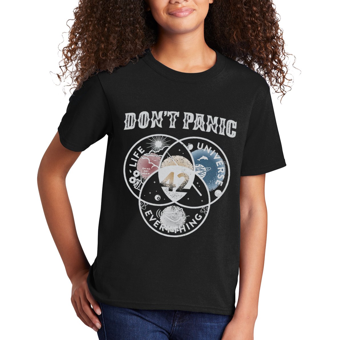 Venn Diagram DonT Panic Life The Universe And Everything 42 Kids T-Shirt