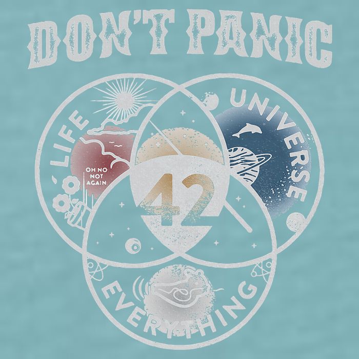 Venn Diagram DonT Panic Life The Universe And Everything 42 Sueded Cloud Jersey T-Shirt
