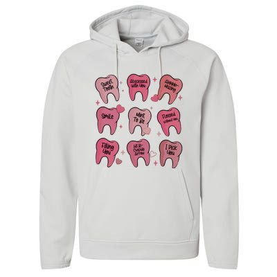 Valentine Dentist Dental Hygienist Performance Fleece Hoodie