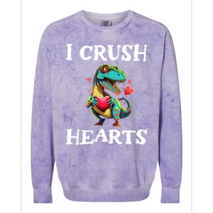 Valentines Day Dinosaur I Crush Hearts Colorblast Crewneck Sweatshirt