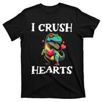 Valentines Day Dinosaur I Crush Hearts T-Shirt