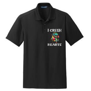 Valentines Day Dinosaur I Crush Hearts Dry Zone Grid Polo