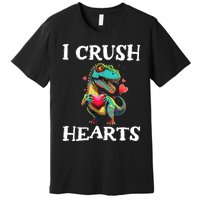 Valentines Day Dinosaur I Crush Hearts Premium T-Shirt