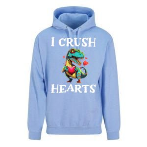 Valentines Day Dinosaur I Crush Hearts Unisex Surf Hoodie