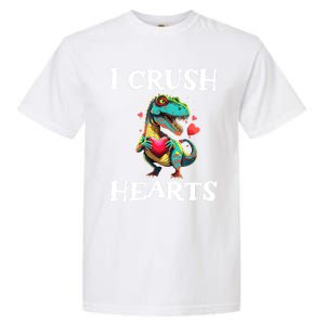 Valentines Day Dinosaur I Crush Hearts Garment-Dyed Heavyweight T-Shirt