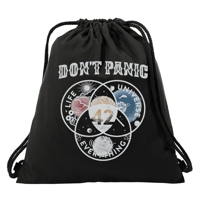 Venn Diagram DonT Panic Life The Universe And Everything 42 Drawstring Bag