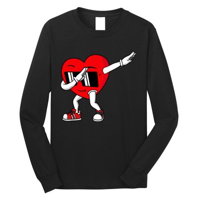 Valentines Day Dabbing Heart Funny Boy Girl Long Sleeve Shirt