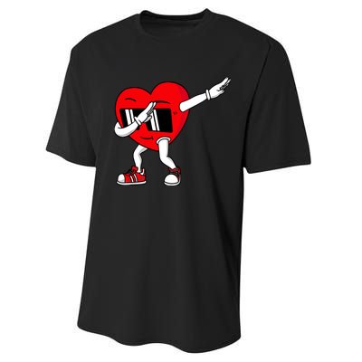 Valentines Day Dabbing Heart Funny Boy Girl Performance Sprint T-Shirt