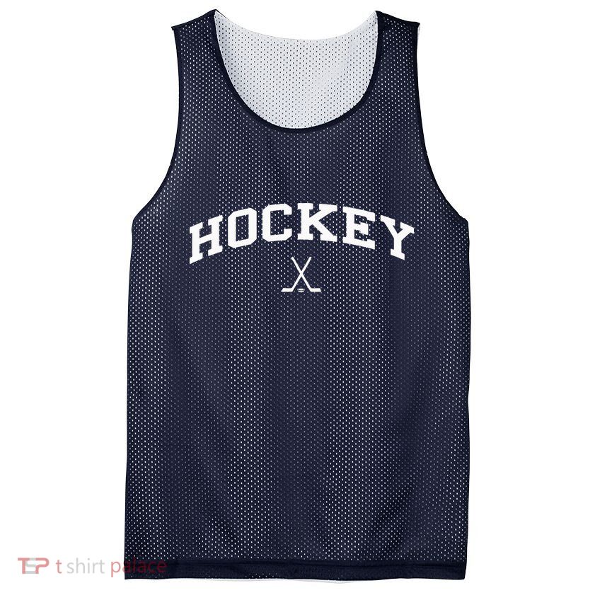 Vintage Distressed Design That Says Hockey Mesh Reversible Basketball Jersey Tank