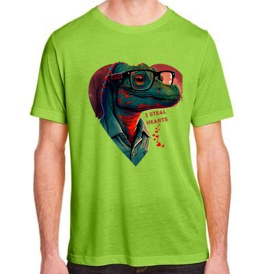 Valentines Day Dinosaur I Steal Hearts Adult ChromaSoft Performance T-Shirt