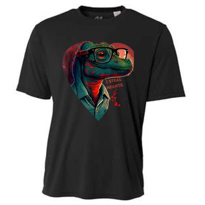 Valentines Day Dinosaur I Steal Hearts Cooling Performance Crew T-Shirt