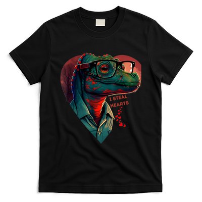 Valentines Day Dinosaur I Steal Hearts T-Shirt