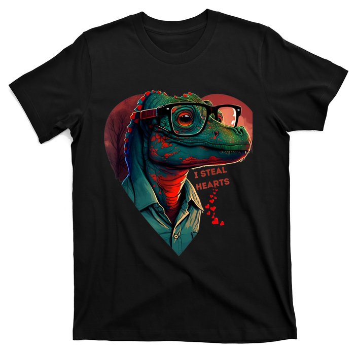 Valentines Day Dinosaur I Steal Hearts T-Shirt