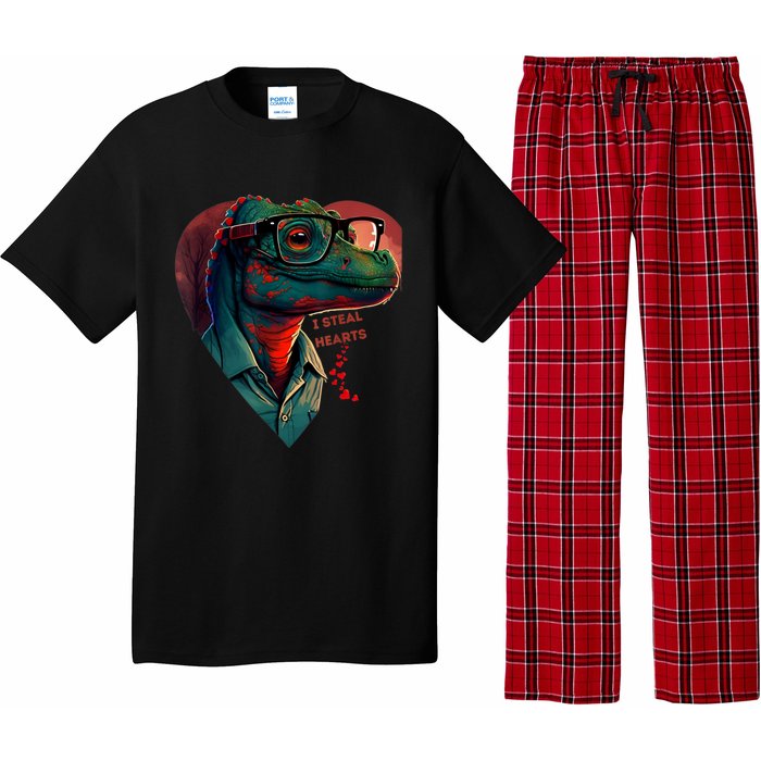 Valentines Day Dinosaur I Steal Hearts Pajama Set