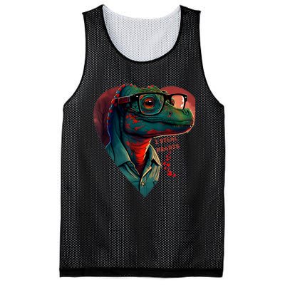 Valentines Day Dinosaur I Steal Hearts Mesh Reversible Basketball Jersey Tank