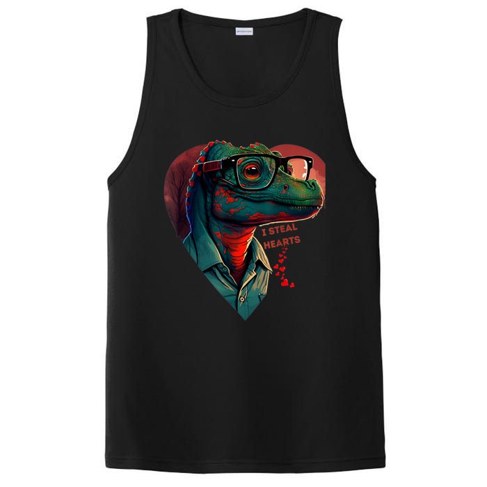 Valentines Day Dinosaur I Steal Hearts PosiCharge Competitor Tank