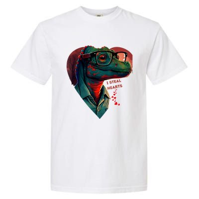 Valentines Day Dinosaur I Steal Hearts Garment-Dyed Heavyweight T-Shirt