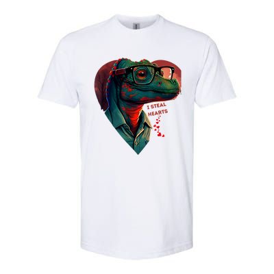 Valentines Day Dinosaur I Steal Hearts Softstyle CVC T-Shirt