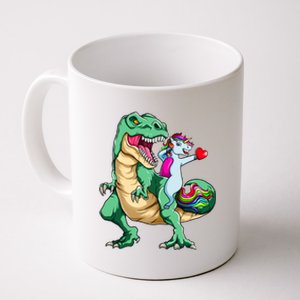 Valentines Day Dabbing Unicorn Riding Dinosaur Funny Gift Coffee Mug