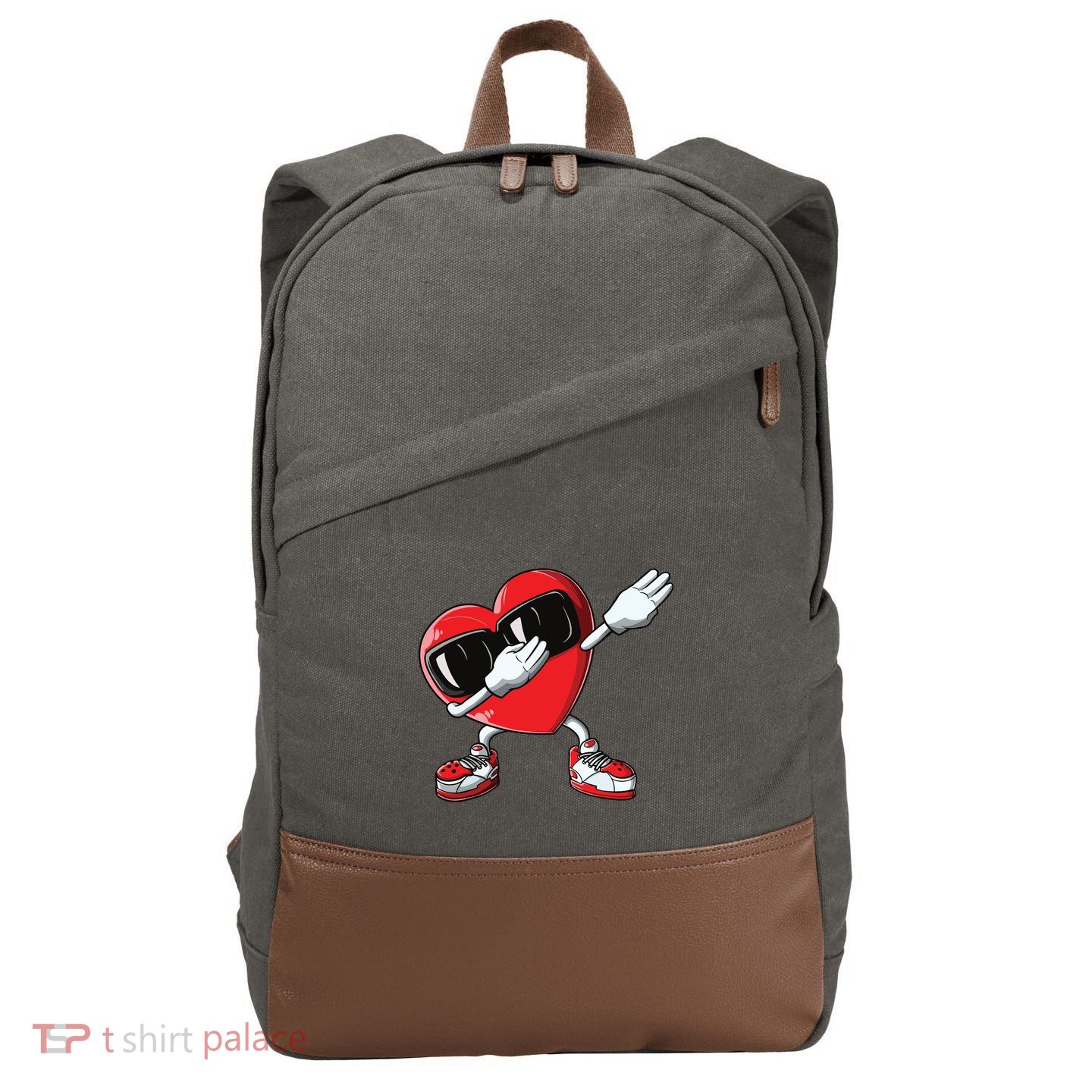Valentines Day Dabbing Heart Love Dab Dance Funny Cotton Canvas Backpack