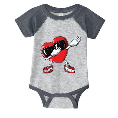 Valentines Day Dabbing Heart Love Dab Dance Funny Infant Baby Jersey Bodysuit