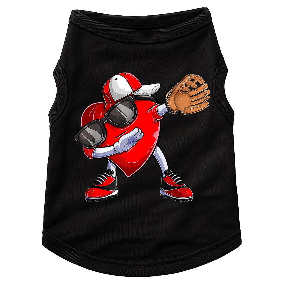 Valentines Day Dabbing Heart Shirt Boys Baseball Catcher Doggie Tank
