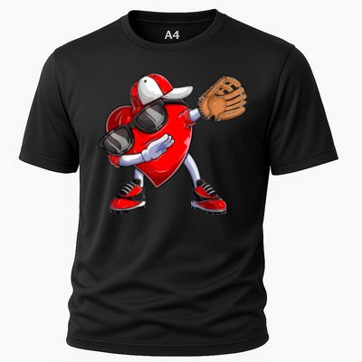 Valentines Day Dabbing Heart Shirt Boys Baseball Catcher Cooling Performance Crew T-Shirt