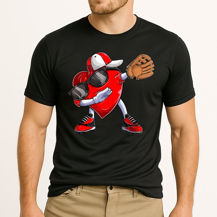 Valentines Day Dabbing Heart Shirt Boys Baseball Catcher Cooling Performance Crew T-Shirt