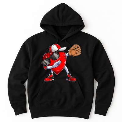 Valentines Day Dabbing Heart Shirt Boys Baseball Catcher Hoodie