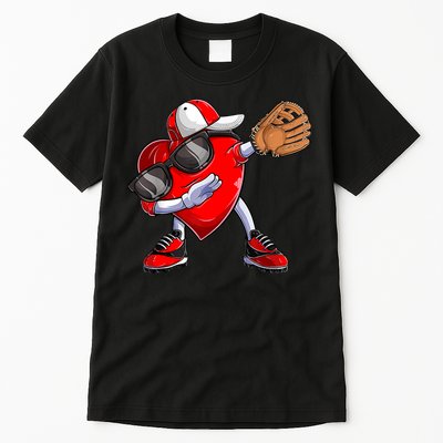 Valentines Day Dabbing Heart Shirt Boys Baseball Catcher Tall T-Shirt