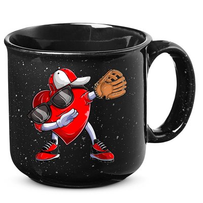 Valentines Day Dabbing Heart Shirt Boys Baseball Catcher 15oz Campfire Ceramic Mug