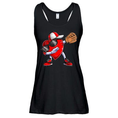 Valentines Day Dabbing Heart Shirt Boys Baseball Catcher Ladies Essential Flowy Tank
